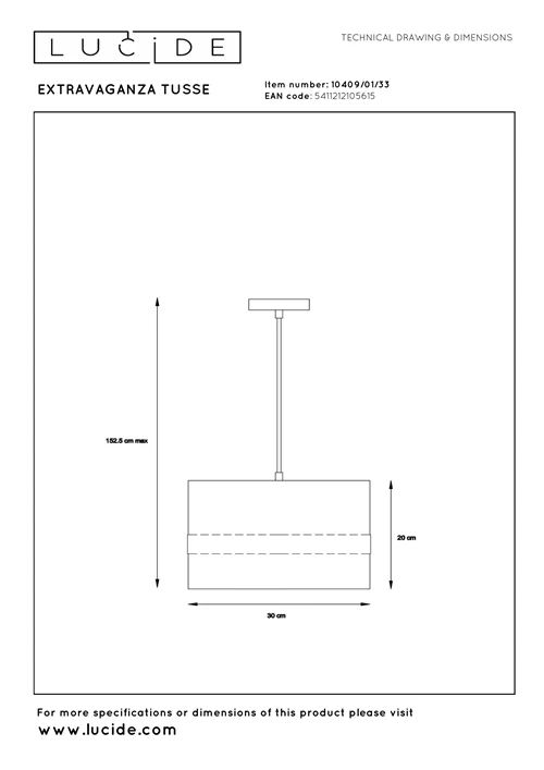 Lucide EXTRAVAGANZA TUSSE - Pendelleuchten - Ø 30 cm - 1xE27 - Grün - technisch
